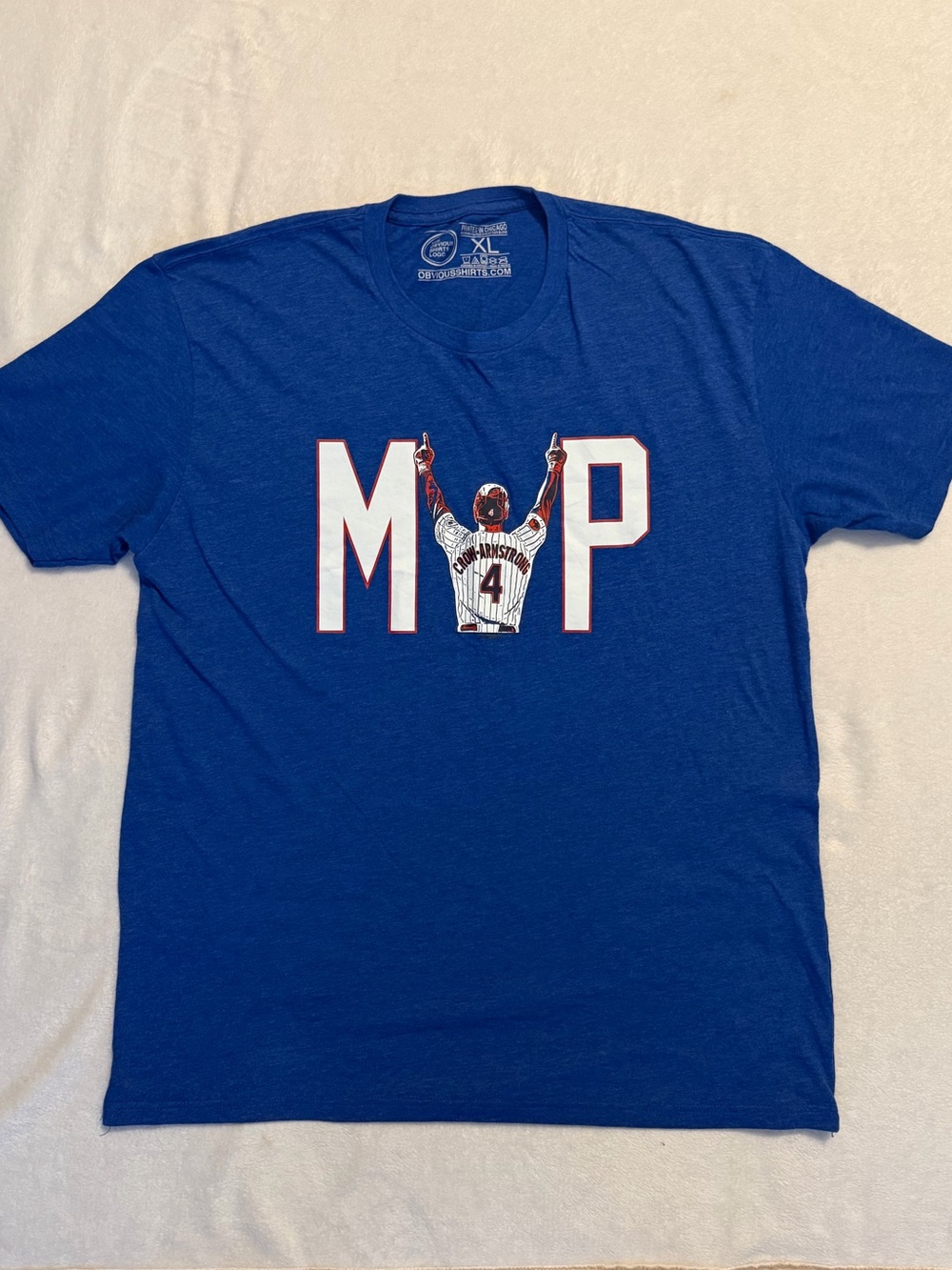 Obvious Shirts Pete Crow-Armstrong MVP Chicago Cubs T-Shirt XL Blue New w/o Tags
